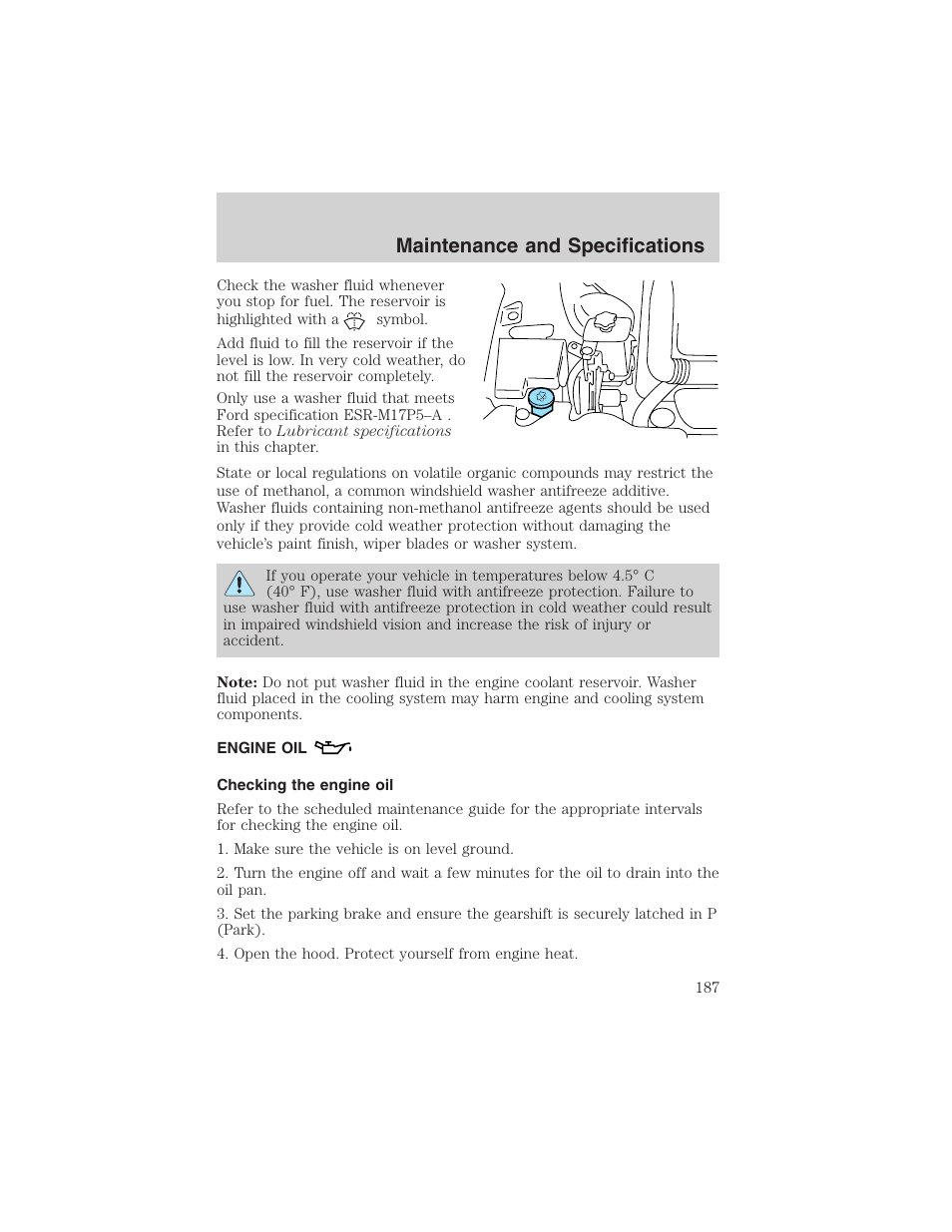 Maintenance and specifications | FORD 2002 Thunderbird User Manual | Page 187 / 232