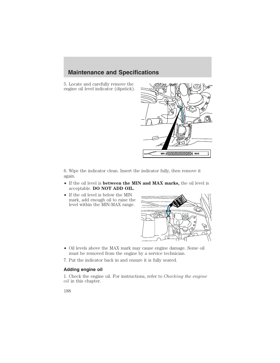 Maintenance and specifications | FORD 2002 Thunderbird User Manual | Page 188 / 232