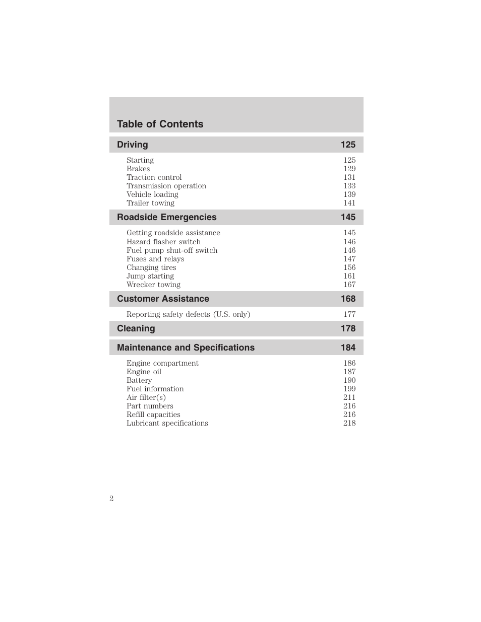 FORD 2002 Thunderbird User Manual | Page 2 / 232