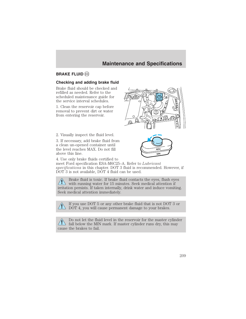 Maintenance and specifications | FORD 2002 Thunderbird User Manual | Page 209 / 232
