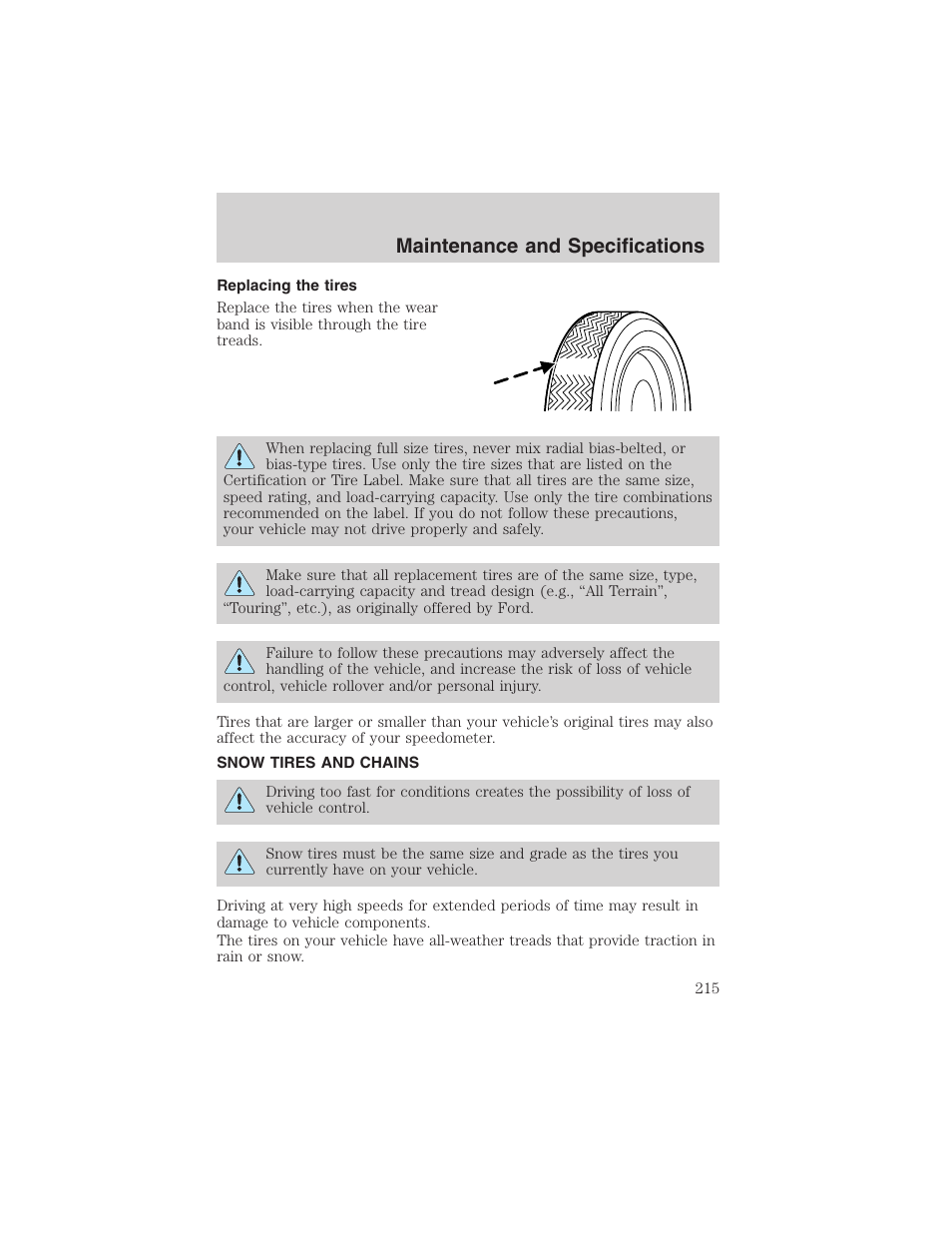 Maintenance and specifications | FORD 2002 Thunderbird User Manual | Page 215 / 232