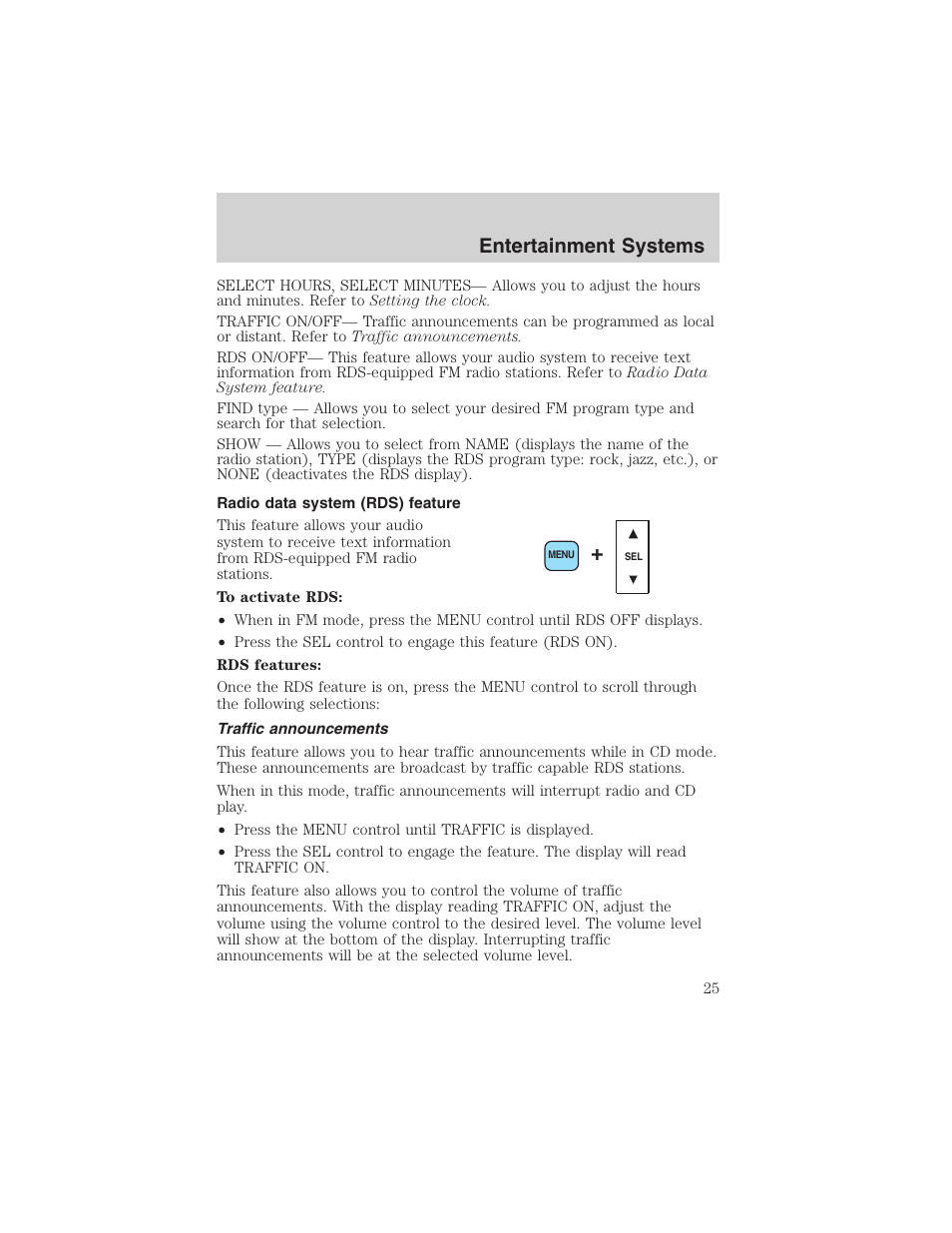 Entertainment systems | FORD 2002 Thunderbird User Manual | Page 25 / 232