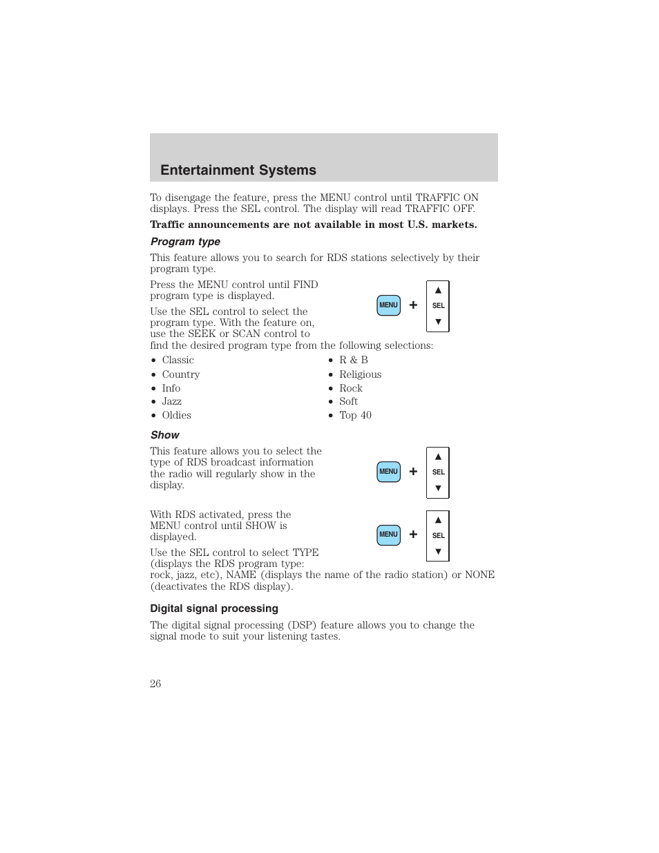 Entertainment systems | FORD 2002 Thunderbird User Manual | Page 26 / 232