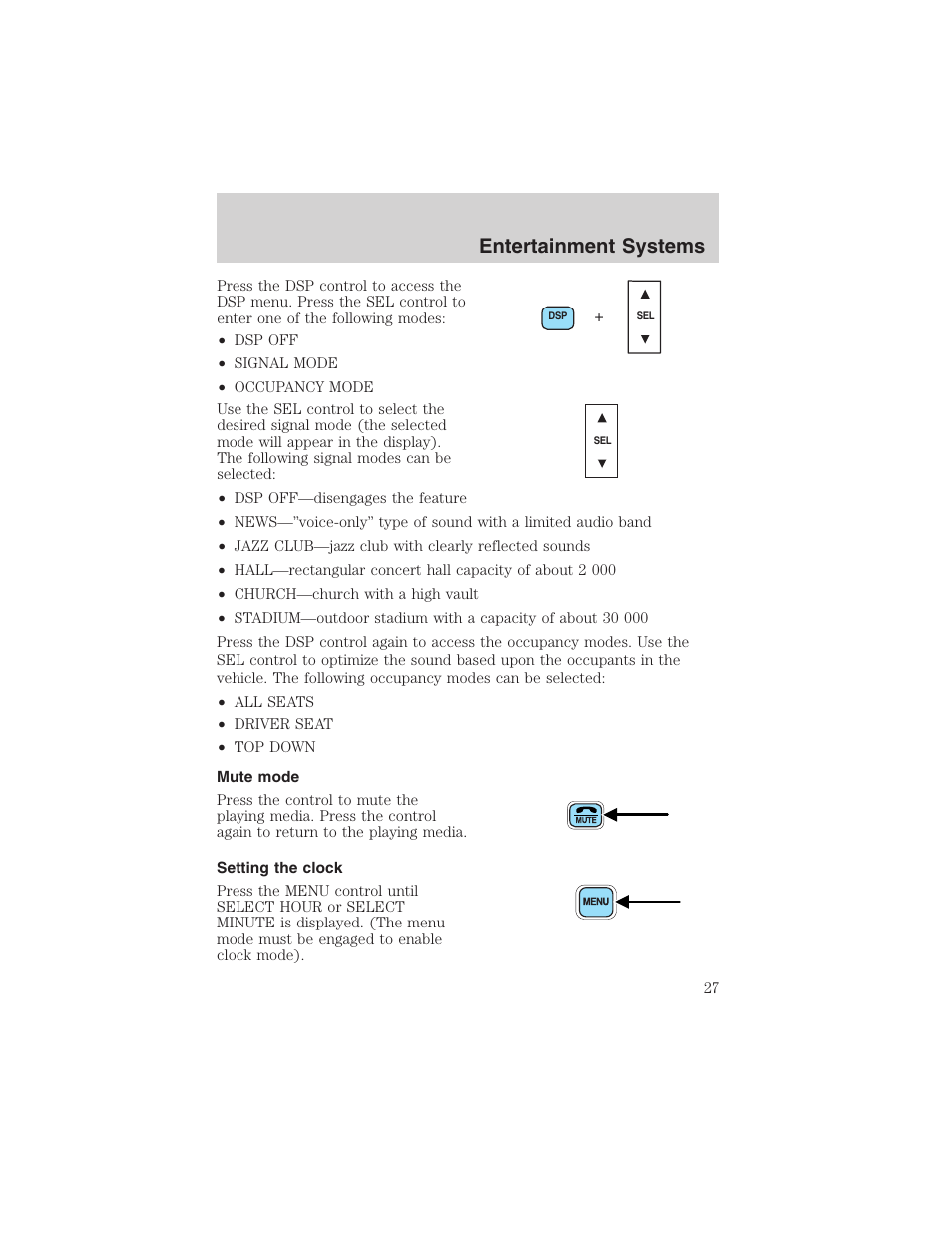 Entertainment systems | FORD 2002 Thunderbird User Manual | Page 27 / 232