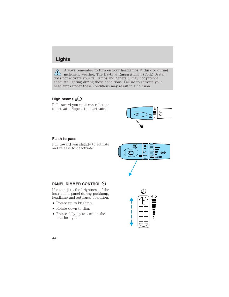 Lights | FORD 2002 Thunderbird User Manual | Page 44 / 232