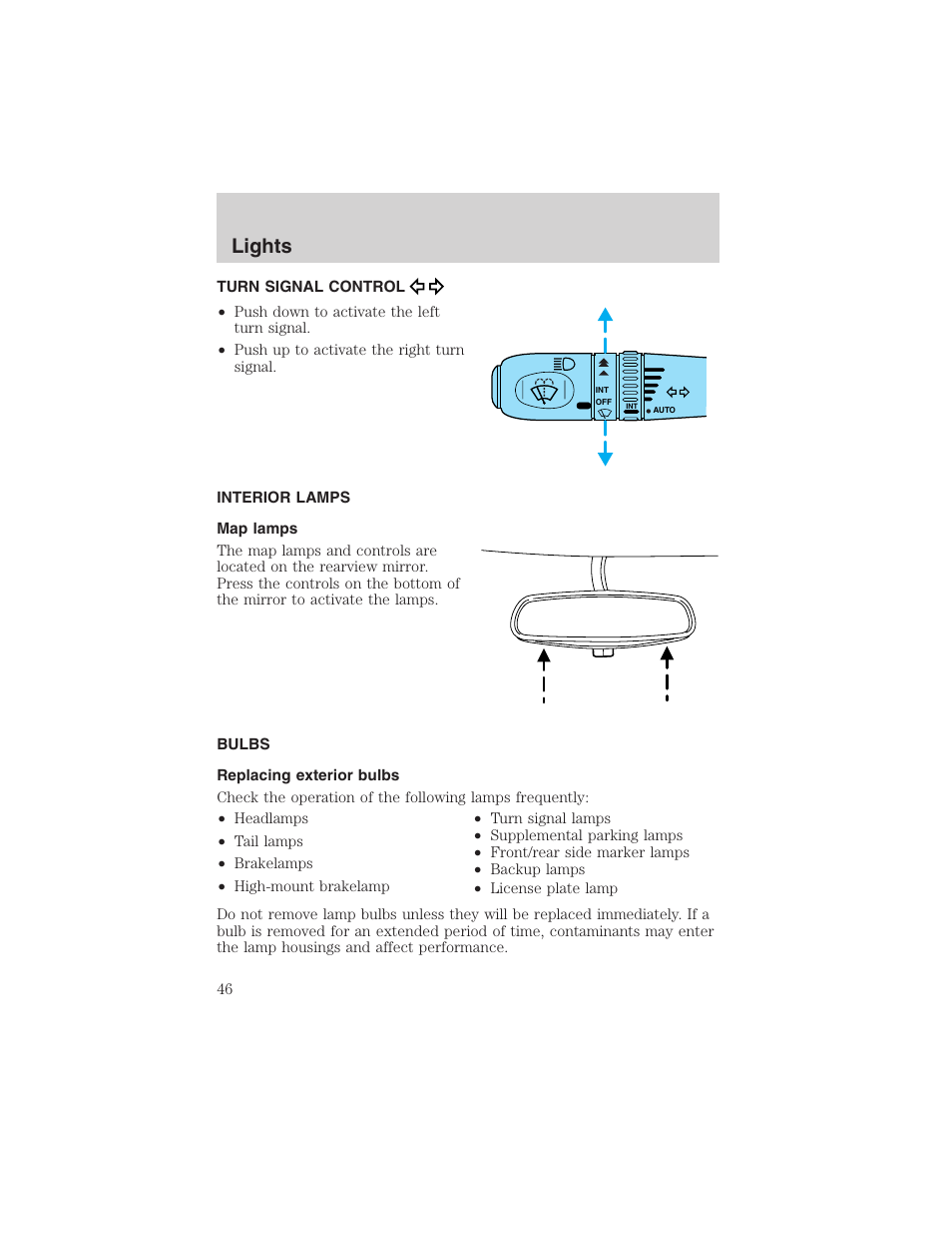 Lights | FORD 2002 Thunderbird User Manual | Page 46 / 232