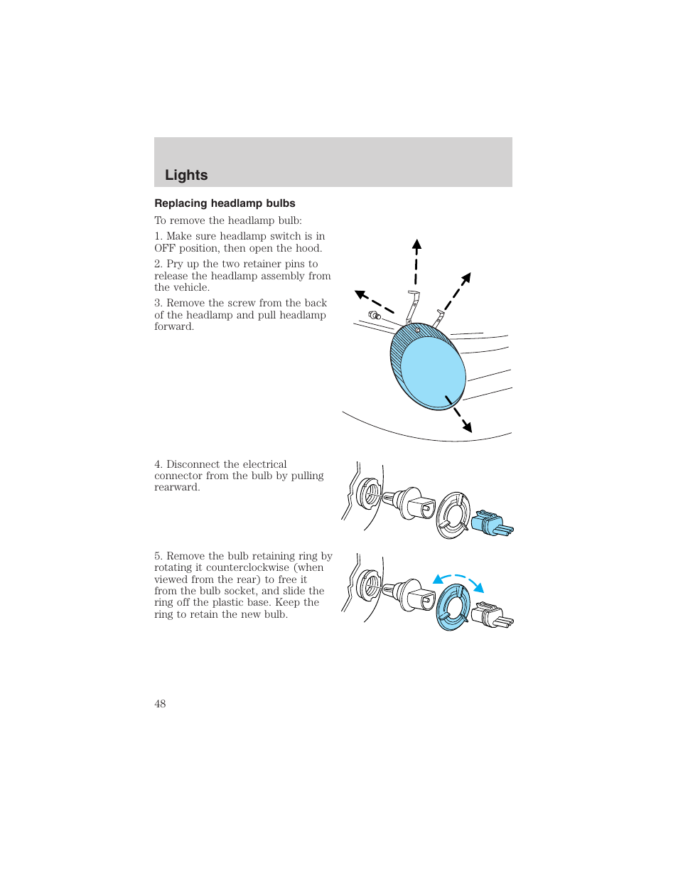 Lights | FORD 2002 Thunderbird User Manual | Page 48 / 232