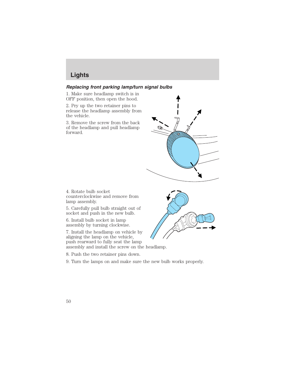 Lights | FORD 2002 Thunderbird User Manual | Page 50 / 232