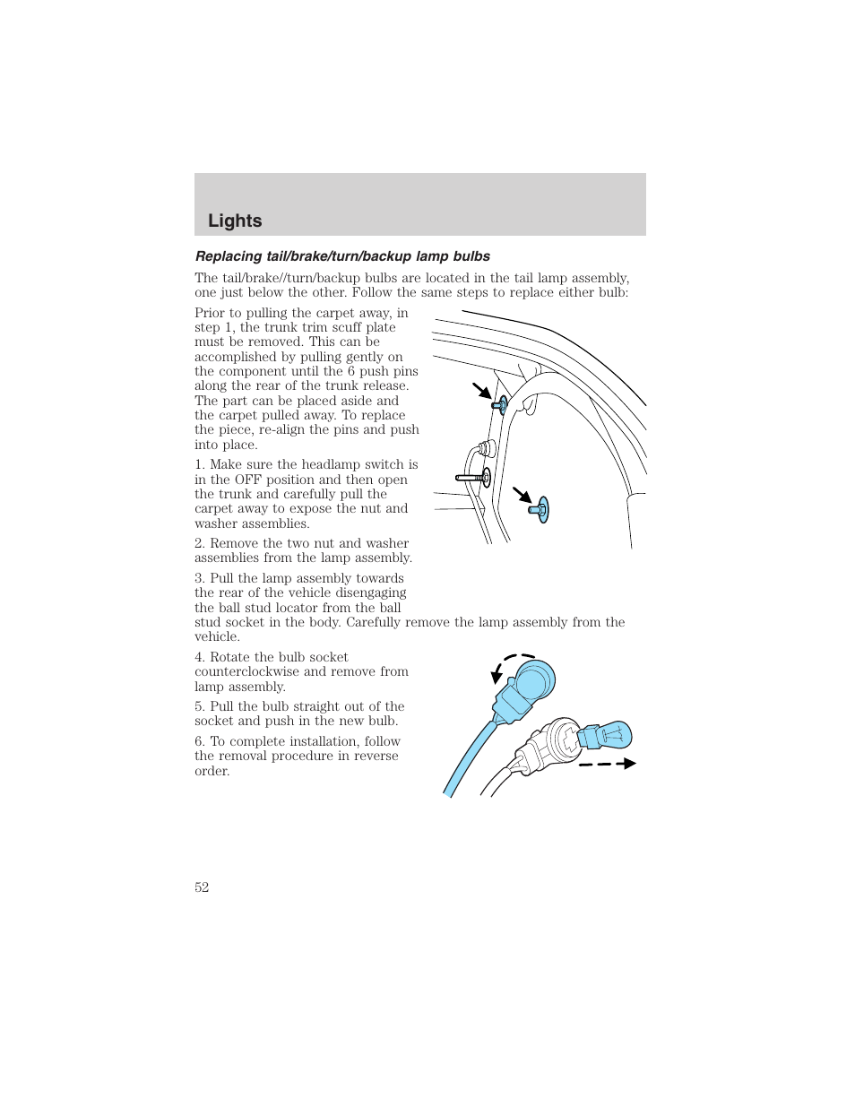 Lights | FORD 2002 Thunderbird User Manual | Page 52 / 232