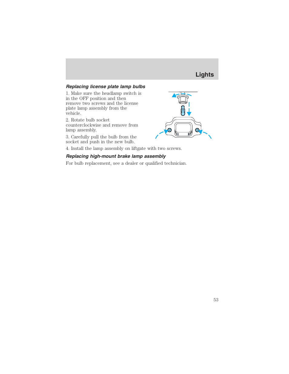 Lights | FORD 2002 Thunderbird User Manual | Page 53 / 232