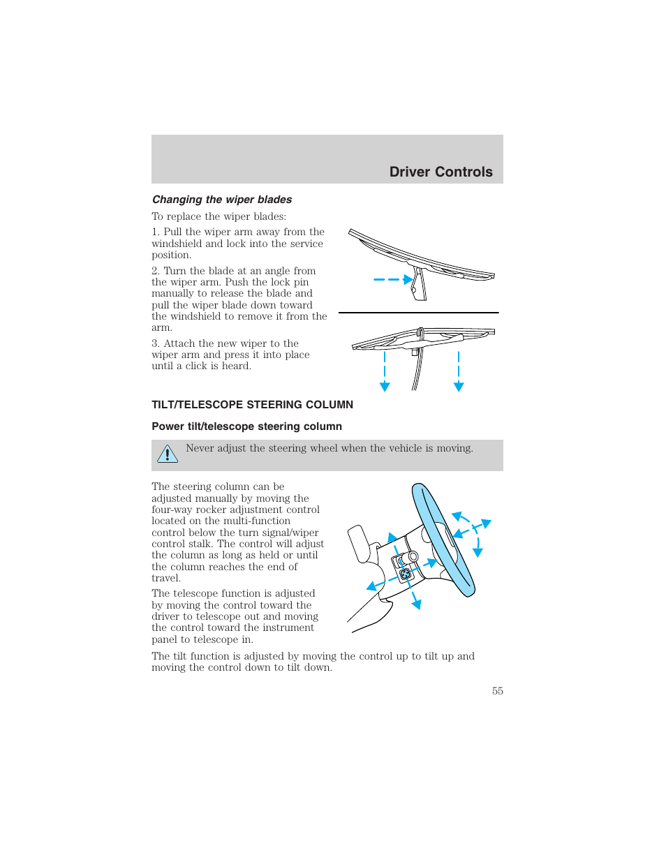 Driver controls | FORD 2002 Thunderbird User Manual | Page 55 / 232