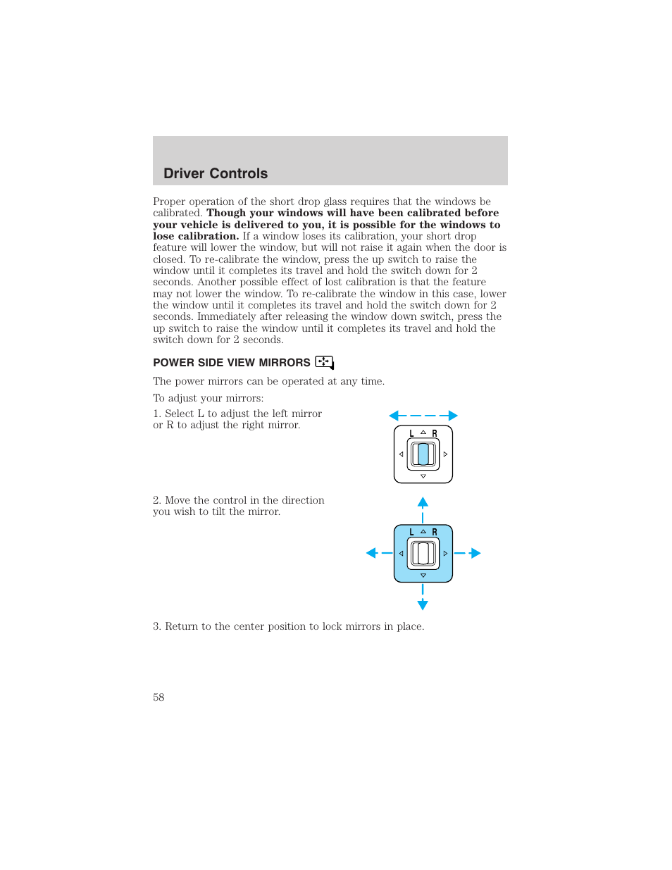 Driver controls | FORD 2002 Thunderbird User Manual | Page 58 / 232