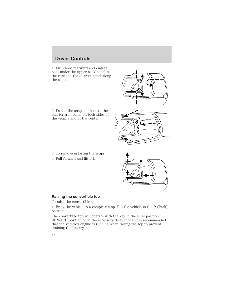 Driver controls | FORD 2002 Thunderbird User Manual | Page 66 / 232