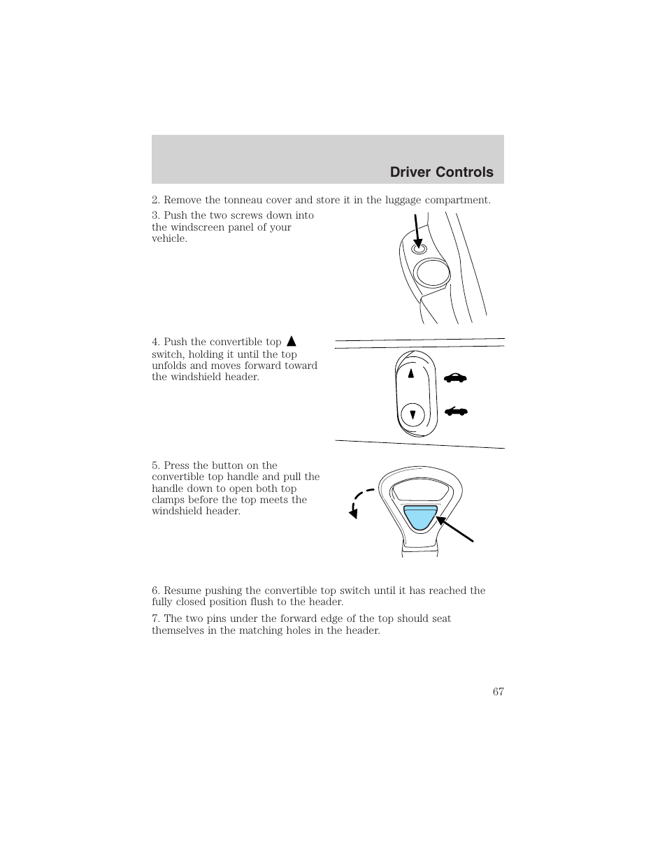 Driver controls | FORD 2002 Thunderbird User Manual | Page 67 / 232
