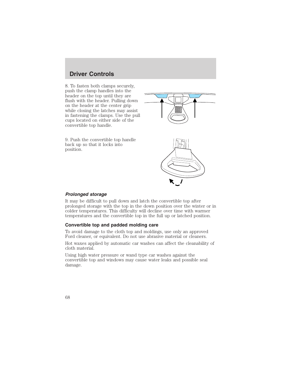 Driver controls | FORD 2002 Thunderbird User Manual | Page 68 / 232