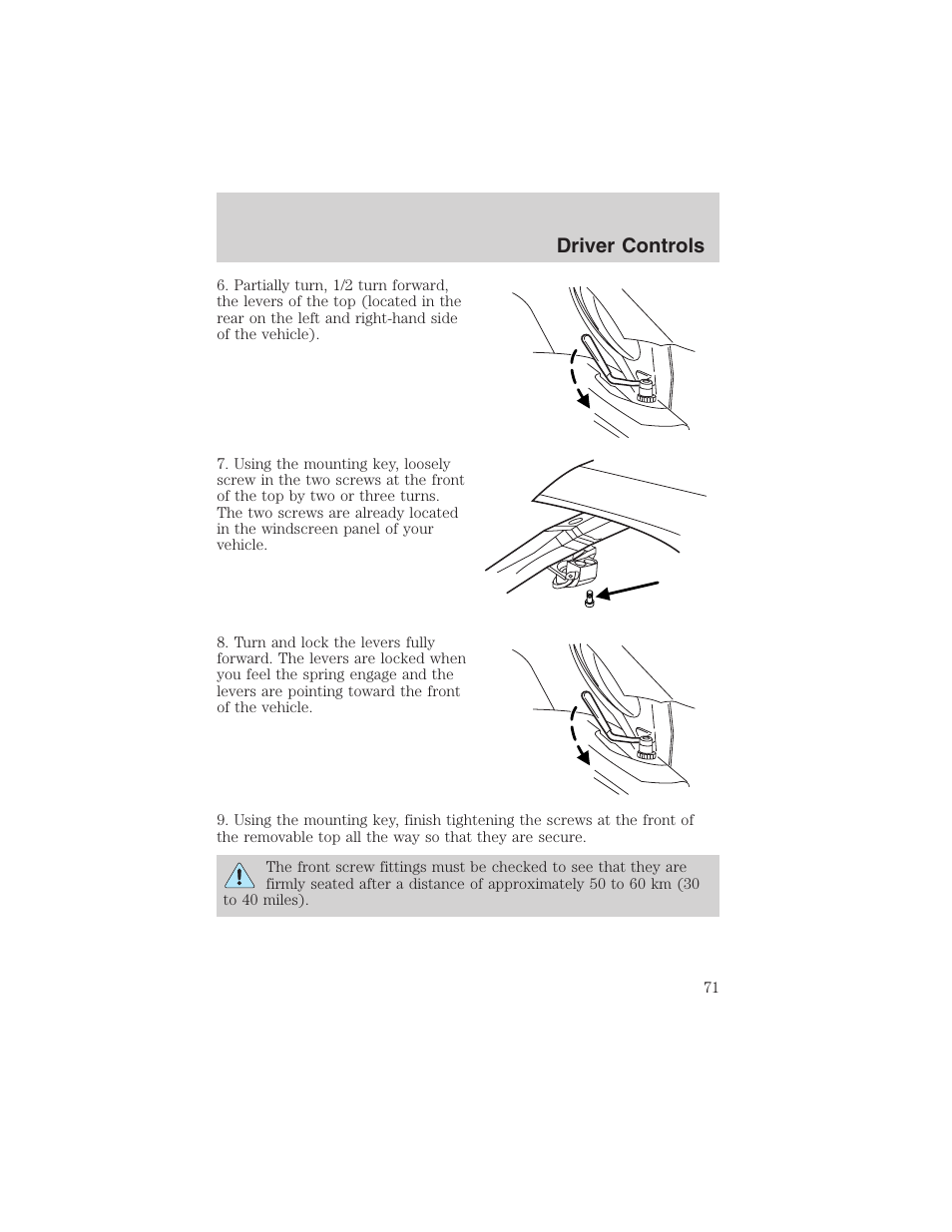 Driver controls | FORD 2002 Thunderbird User Manual | Page 71 / 232