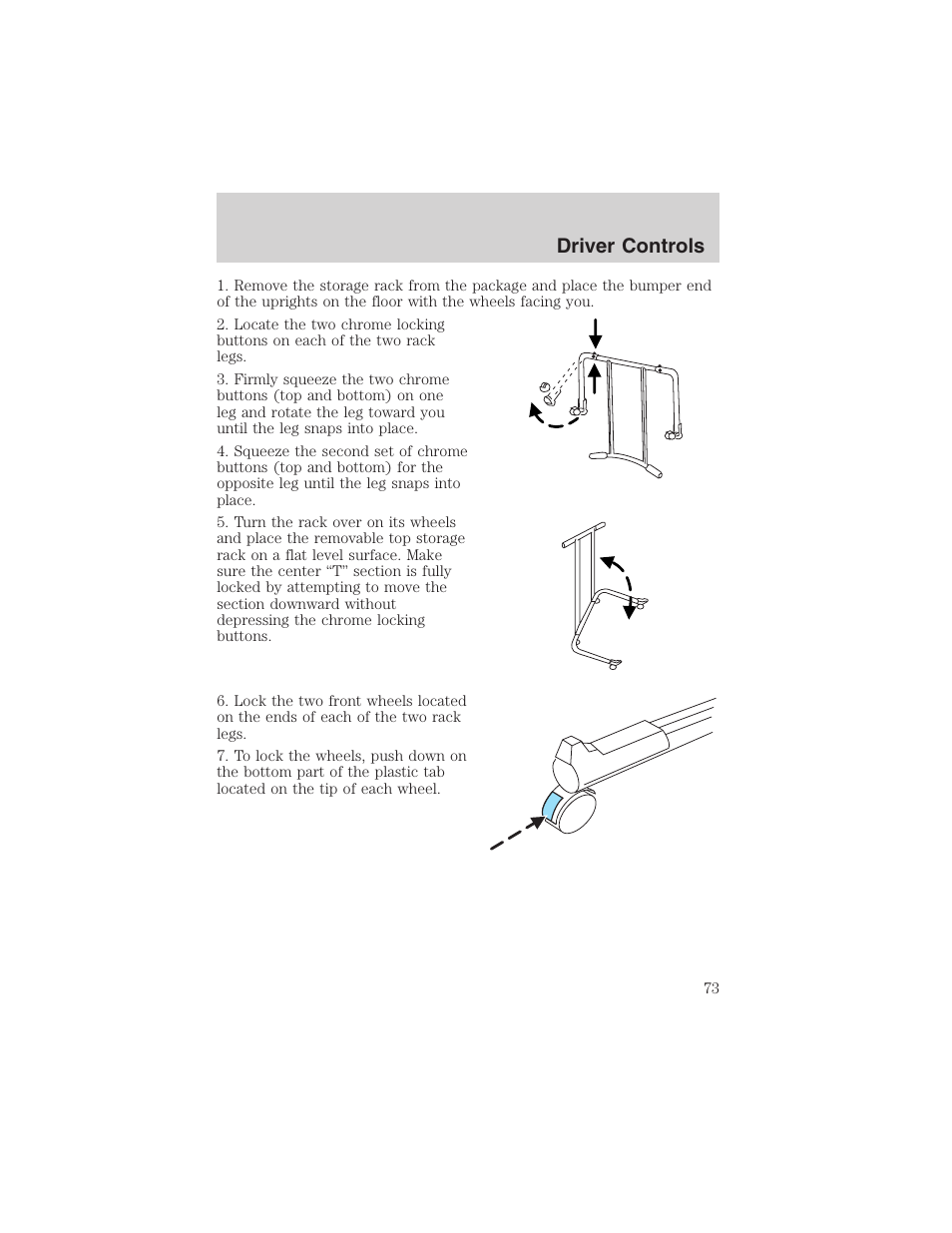 Driver controls | FORD 2002 Thunderbird User Manual | Page 73 / 232