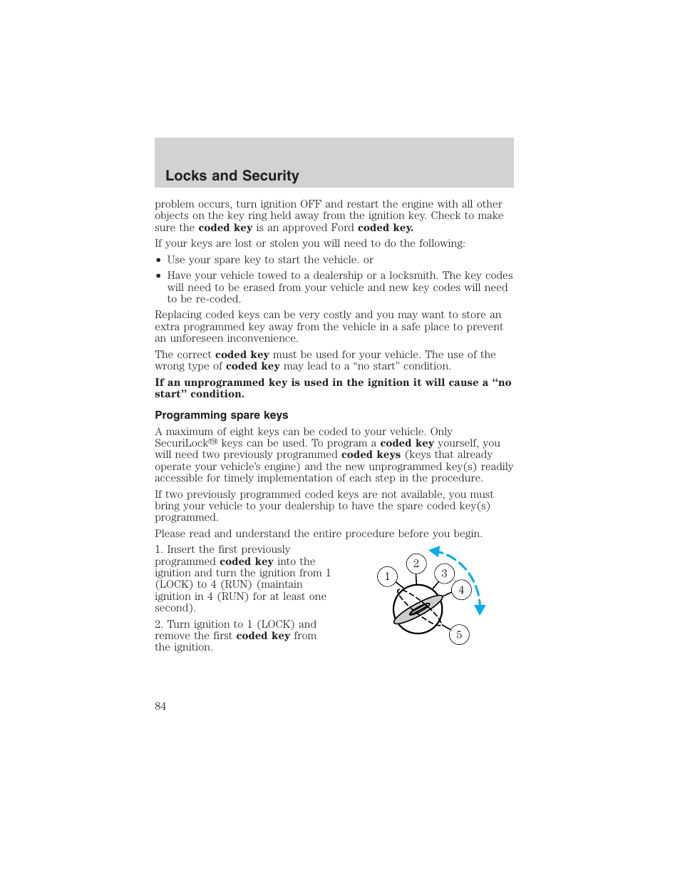 Locks and security | FORD 2002 Thunderbird User Manual | Page 84 / 232