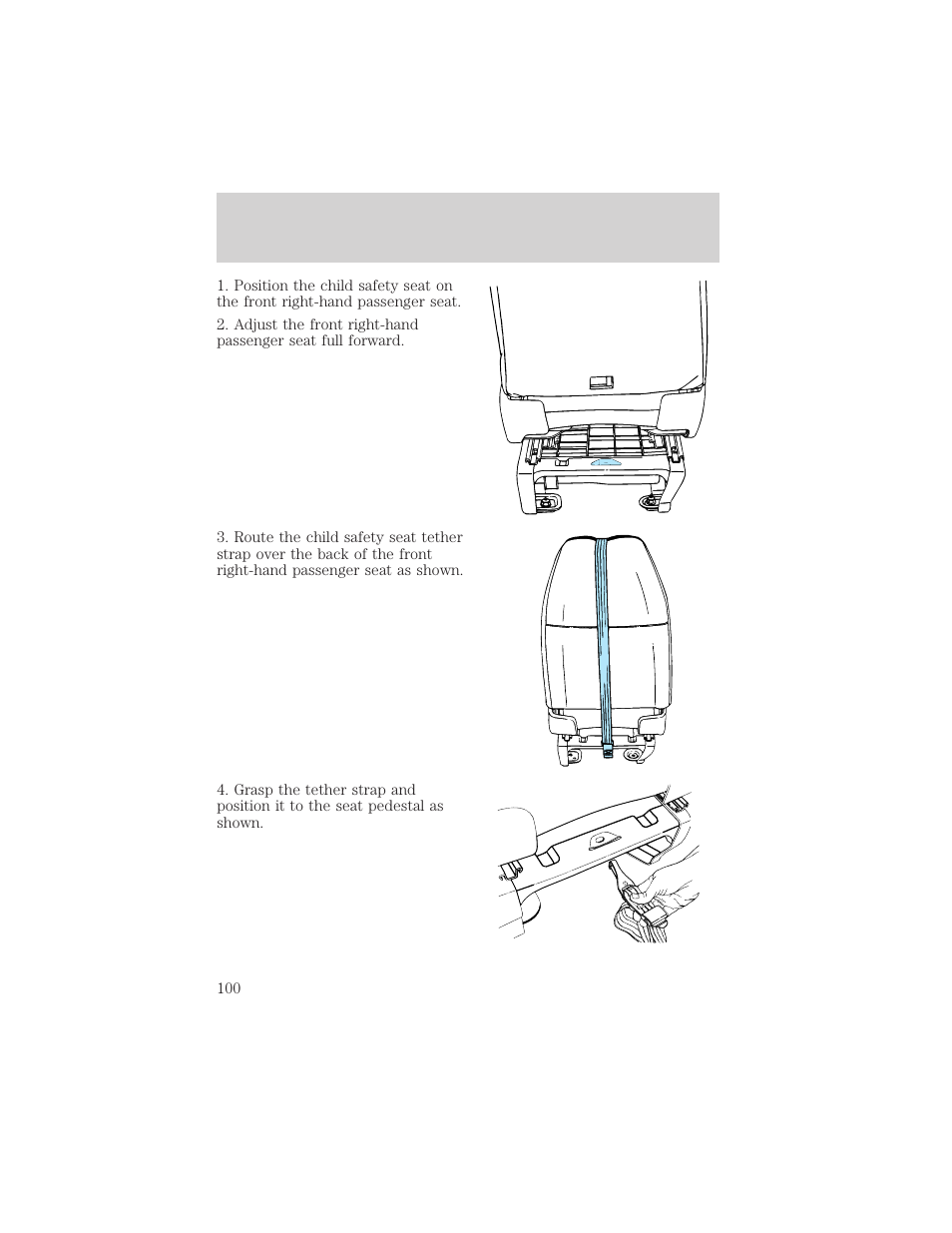 Seating and safety restraints | FORD 2000 E-150 User Manual | Page 100 / 232