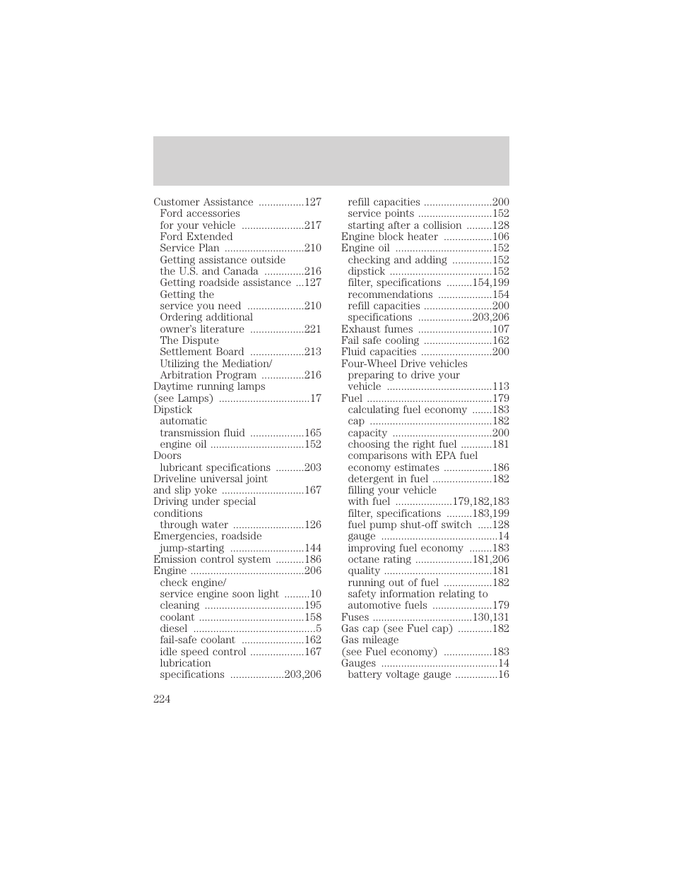 Index | FORD 2000 E-150 User Manual | Page 224 / 232