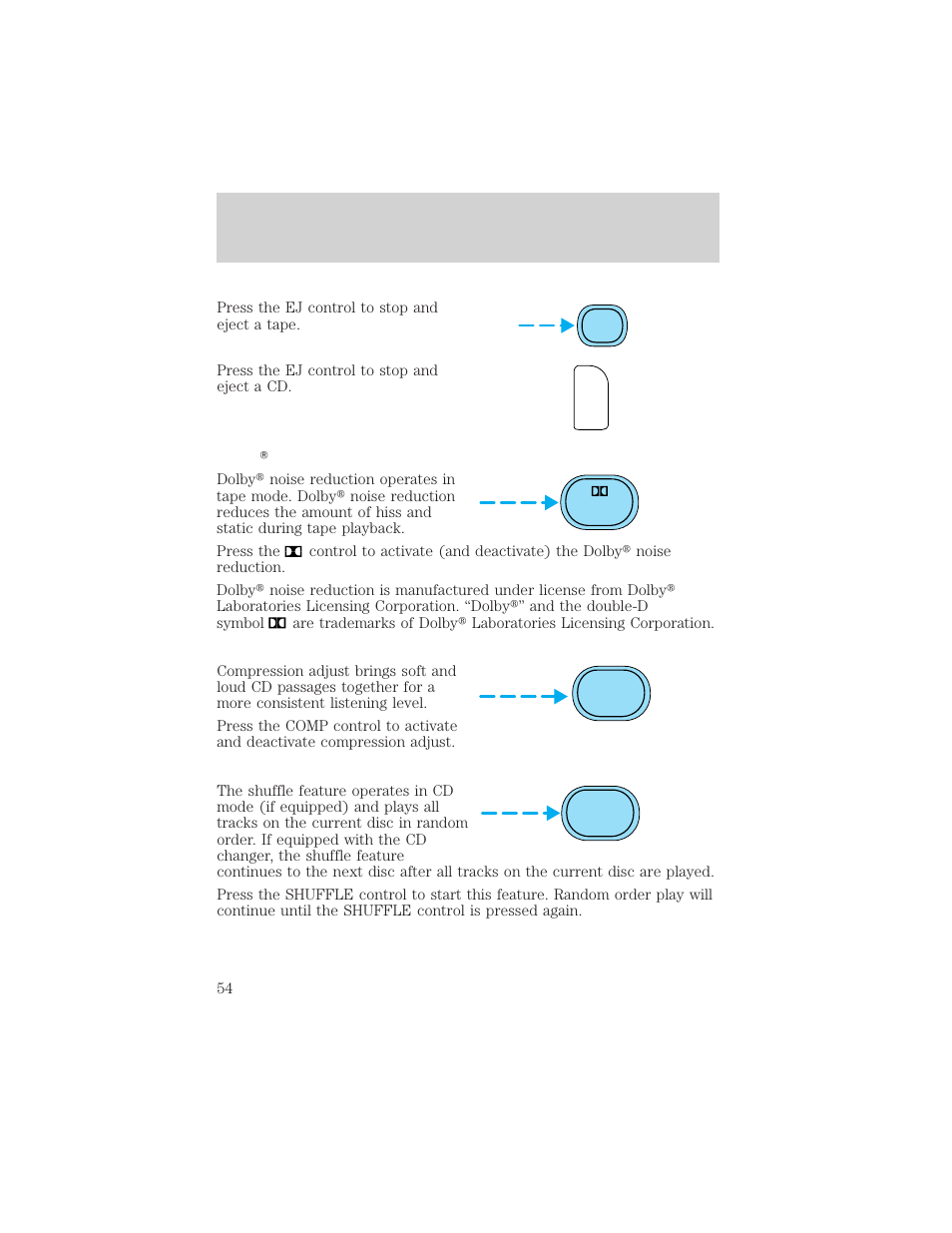 Controls and features | FORD 2000 E-150 User Manual | Page 54 / 232