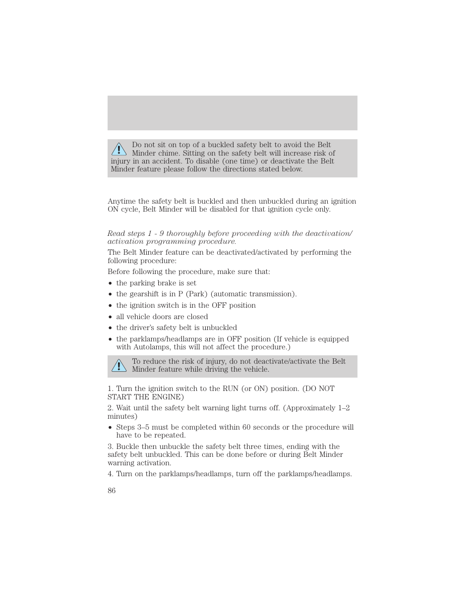 Seating and safety restraints | FORD 2000 E-150 User Manual | Page 86 / 232