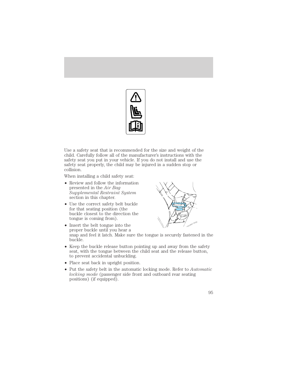 Seating and safety restraints | FORD 2000 E-150 User Manual | Page 95 / 232