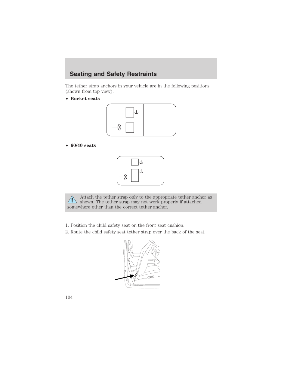 Seating and safety restraints | FORD 2003 Ranger User Manual | Page 104 / 256
