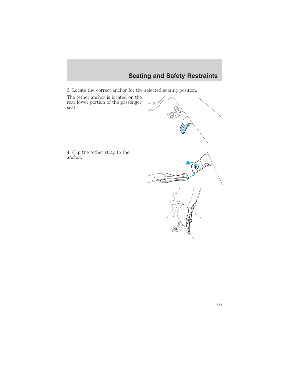 Seating and safety restraints | FORD 2003 Ranger User Manual | Page 105 / 256