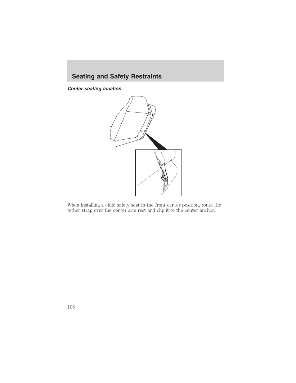 Seating and safety restraints | FORD 2003 Ranger User Manual | Page 106 / 256