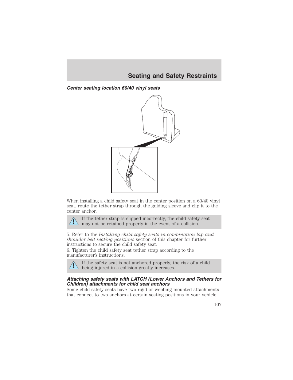 Seating and safety restraints | FORD 2003 Ranger User Manual | Page 107 / 256