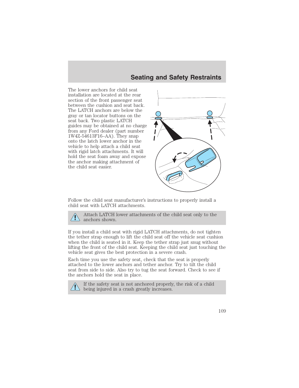 Seating and safety restraints | FORD 2003 Ranger User Manual | Page 109 / 256