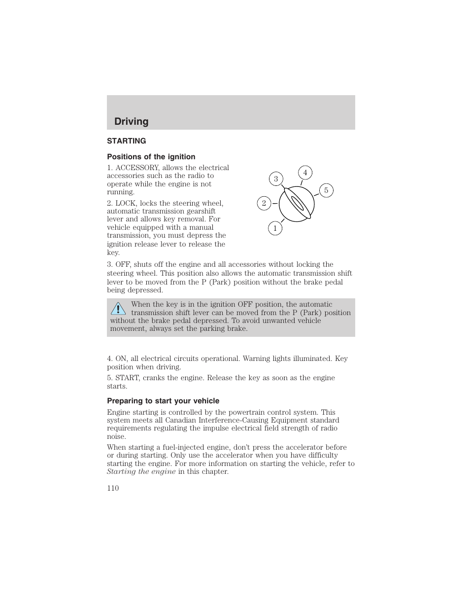Driving | FORD 2003 Ranger User Manual | Page 110 / 256