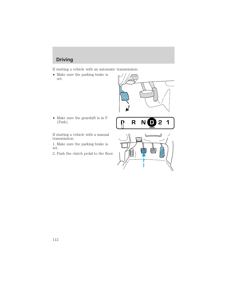 Driving | FORD 2003 Ranger User Manual | Page 112 / 256