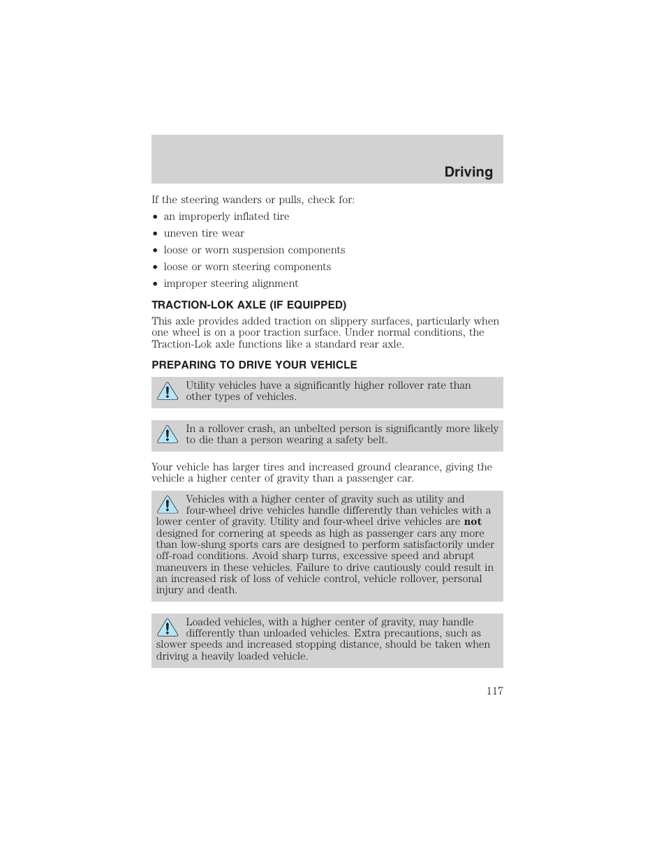 Driving | FORD 2003 Ranger User Manual | Page 117 / 256