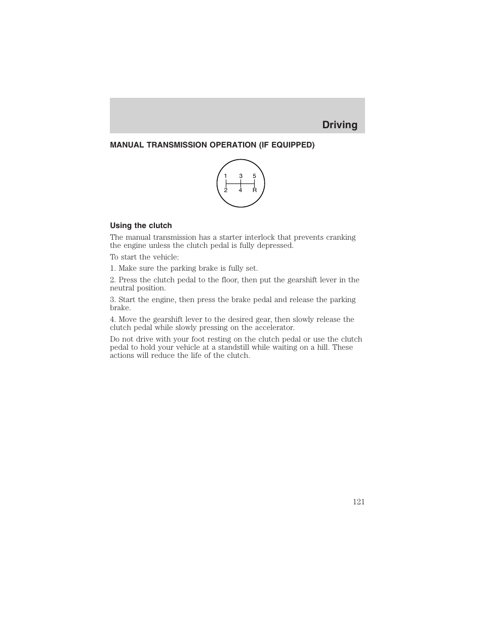 Driving | FORD 2003 Ranger User Manual | Page 121 / 256