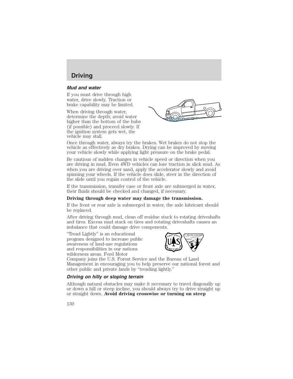 Driving | FORD 2003 Ranger User Manual | Page 130 / 256
