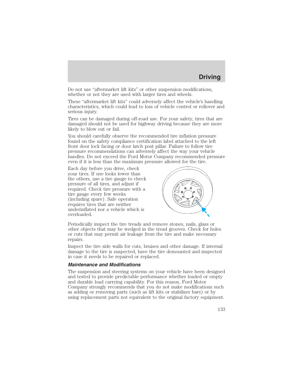 Driving | FORD 2003 Ranger User Manual | Page 133 / 256