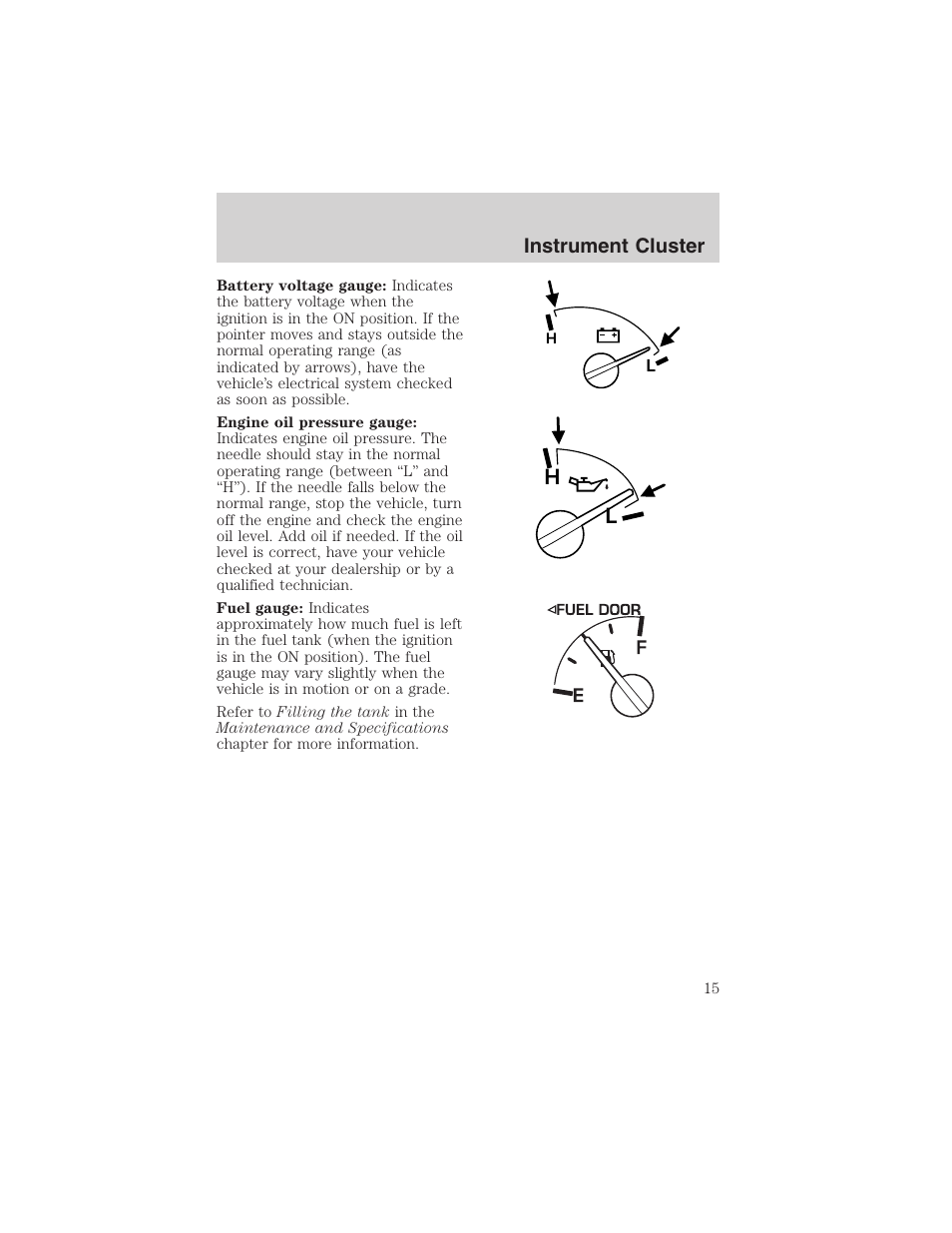 Hl instrument cluster | FORD 2003 Ranger User Manual | Page 15 / 256