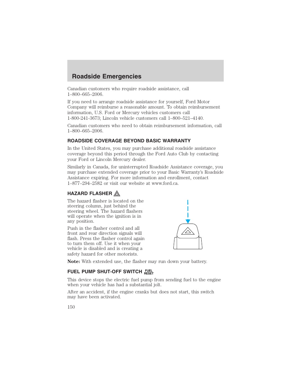 Roadside emergencies | FORD 2003 Ranger User Manual | Page 150 / 256