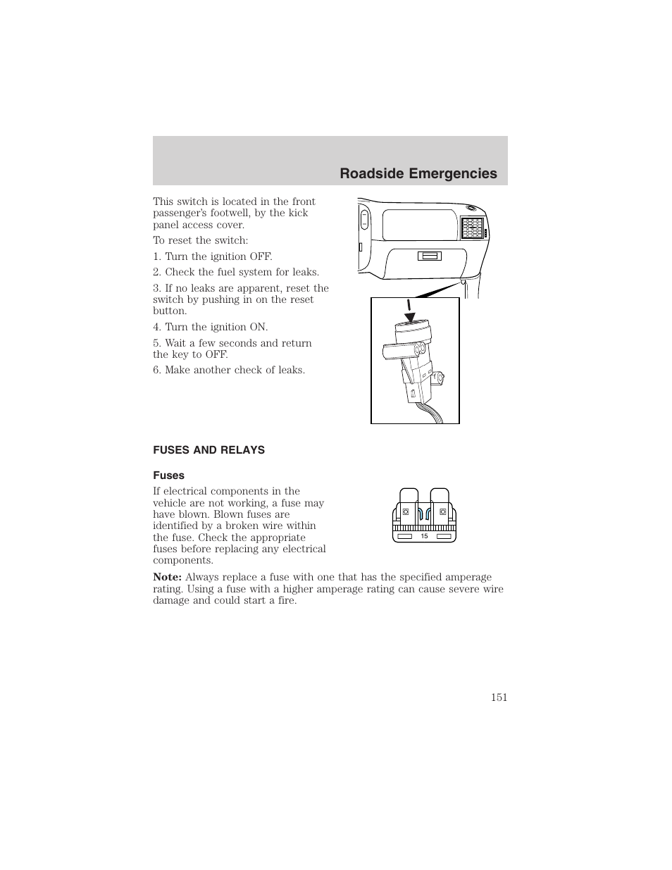 Roadside emergencies | FORD 2003 Ranger User Manual | Page 151 / 256