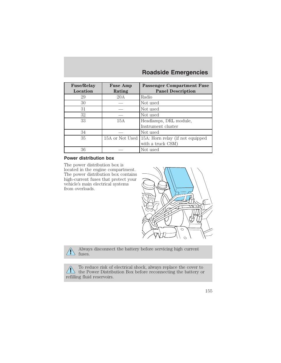Roadside emergencies | FORD 2003 Ranger User Manual | Page 155 / 256