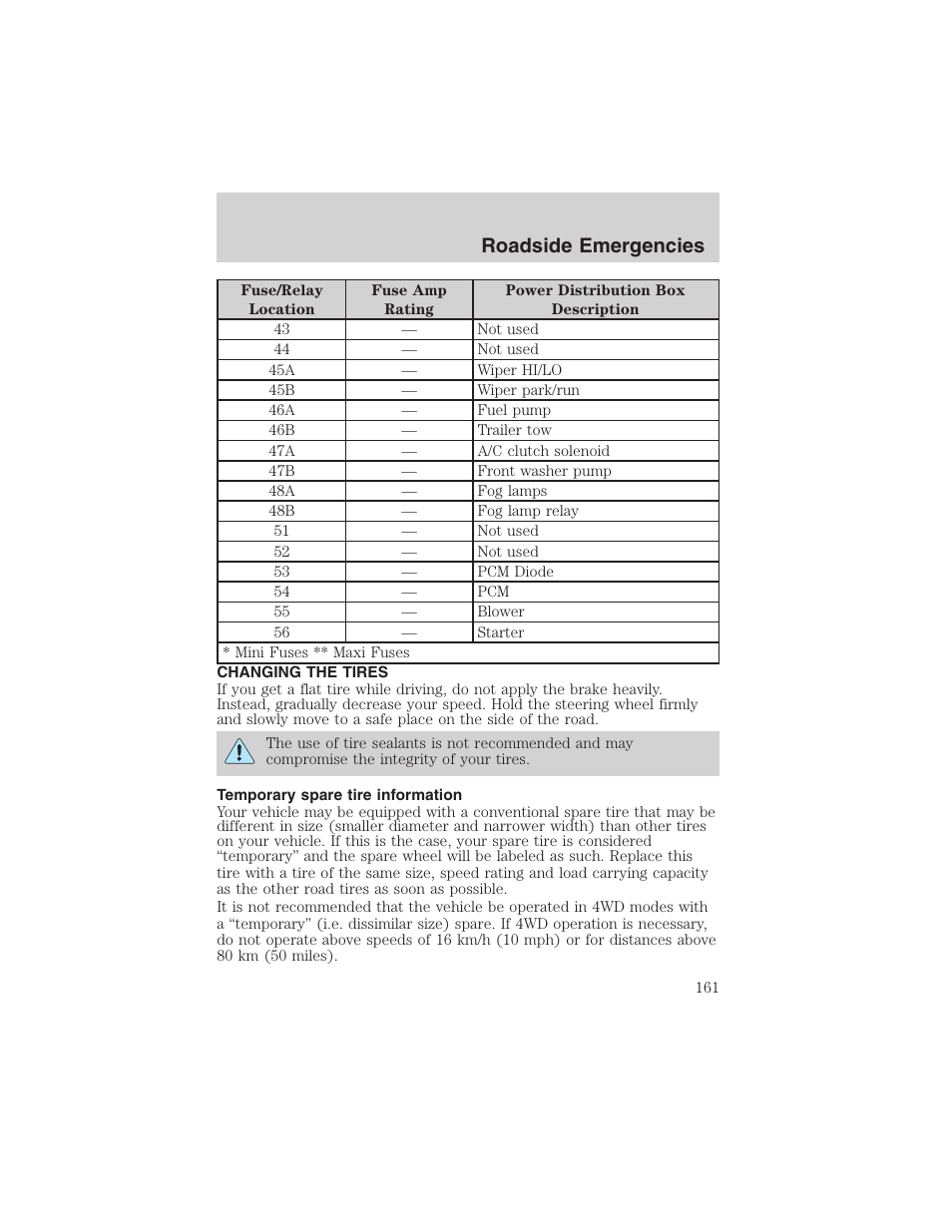 Roadside emergencies | FORD 2003 Ranger User Manual | Page 161 / 256