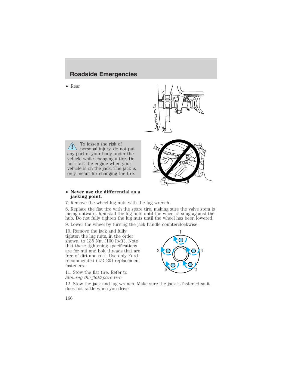 Roadside emergencies | FORD 2003 Ranger User Manual | Page 166 / 256