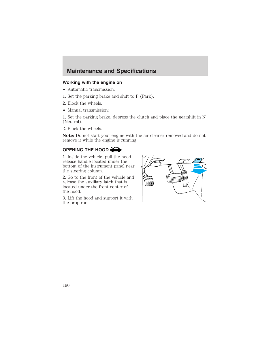 Maintenance and specifications | FORD 2003 Ranger User Manual | Page 190 / 256