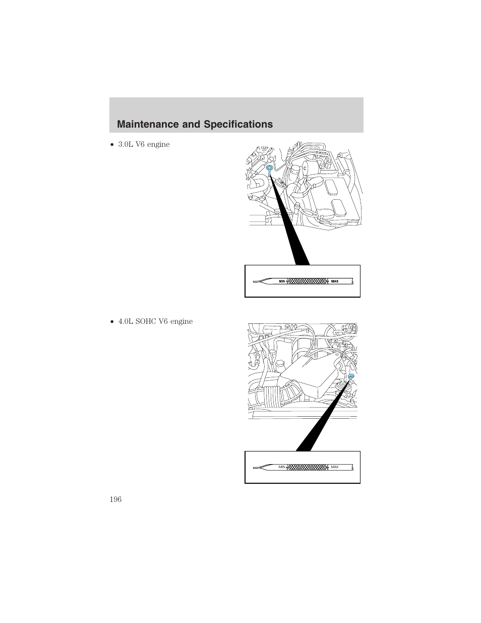 Maintenance and specifications | FORD 2003 Ranger User Manual | Page 196 / 256
