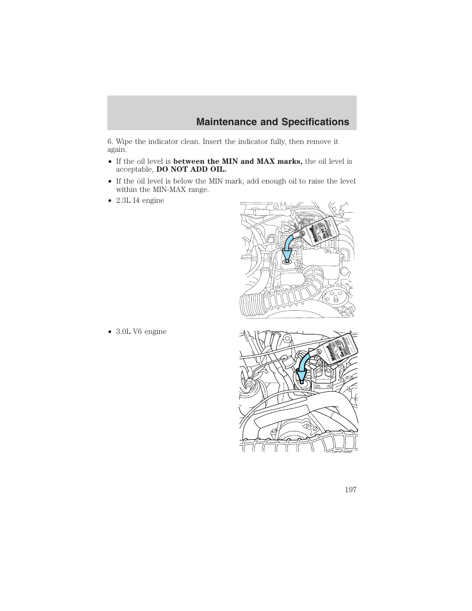 Maintenance and specifications | FORD 2003 Ranger User Manual | Page 197 / 256