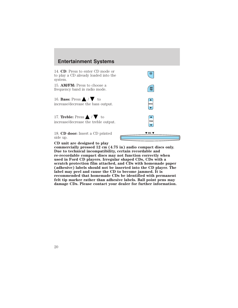 Entertainment systems | FORD 2003 Ranger User Manual | Page 20 / 256