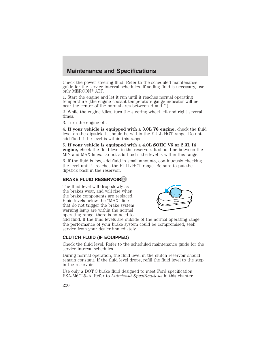 Maintenance and specifications | FORD 2003 Ranger User Manual | Page 220 / 256