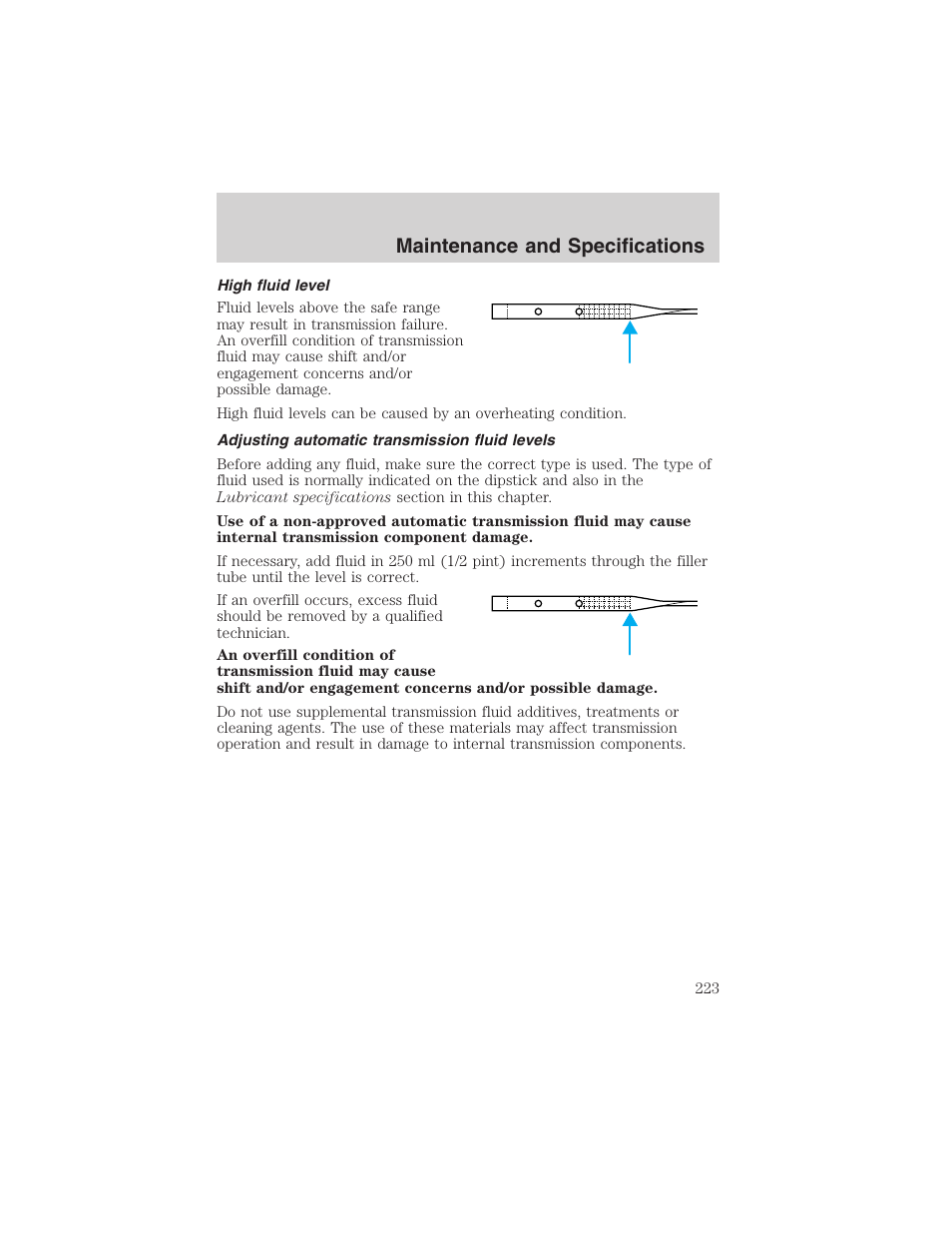 Maintenance and specifications | FORD 2003 Ranger User Manual | Page 223 / 256